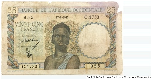 25 Francs (Occidental Africa 1943)  Banknote
