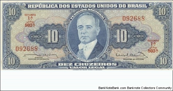 Brazil 10 Cruzeiros Banknote