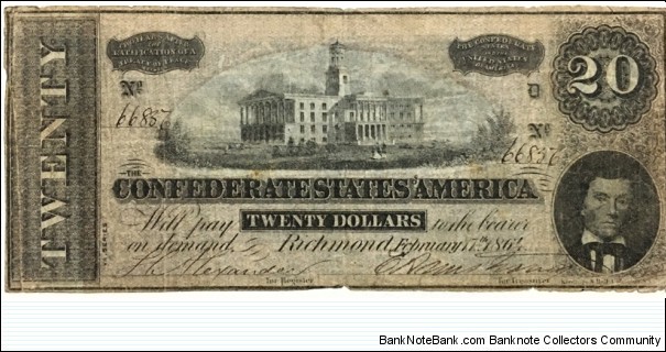 20 Dollars (Confederate States of America 1864) Banknote