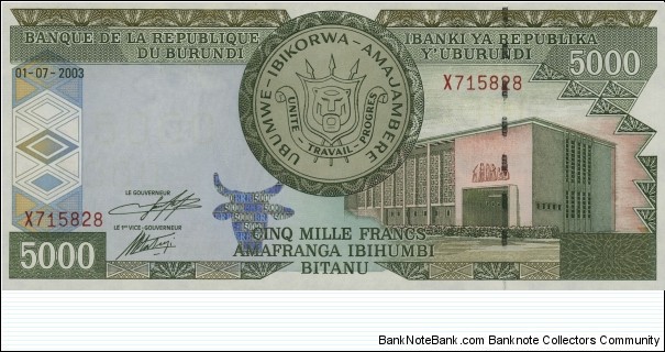 Burundi 5000 Francs  Banknote
