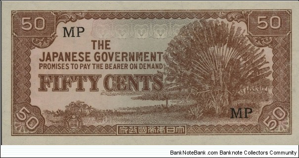 Malaya - Japanese Government 50 Cents Banknote