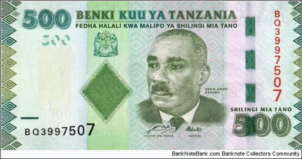 Tanzania 500 schillings 2010 Banknote
