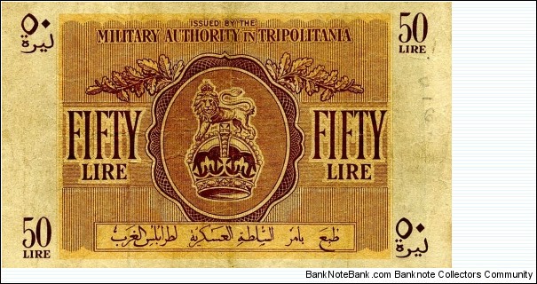 50 Lire Military Authority in Tripolitania Banknote