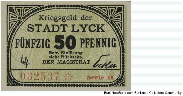 50 Pfennig Notgeld City of Lyck/Ełk Banknote