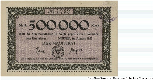 500.000 Mark - Neisse/Nysa Banknote