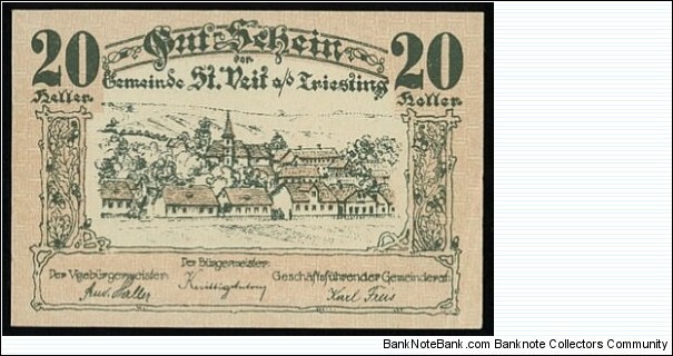 Sankt Veit an der Triesting - 20 Heller Banknote