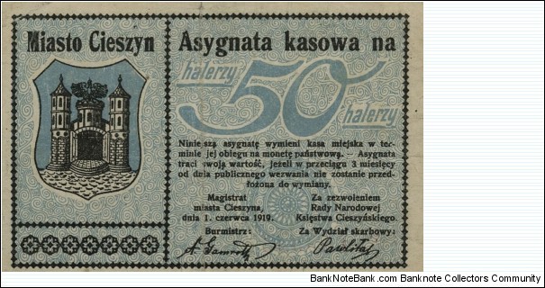 50 Halerzy - Cieszyn Banknote