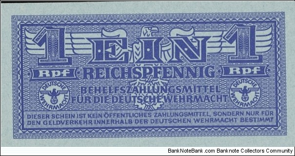 Germany - Third Reich. 1 Reichspfennig for Wehrmacht. Banknote