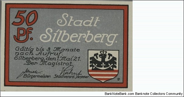 50 Pfennig- Silberberg/Srebrna Góra Banknote