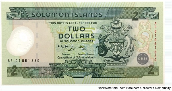 2 Dollars (Central Bank of Solomon Islands Silver Jubilee /1976-2001) Banknote