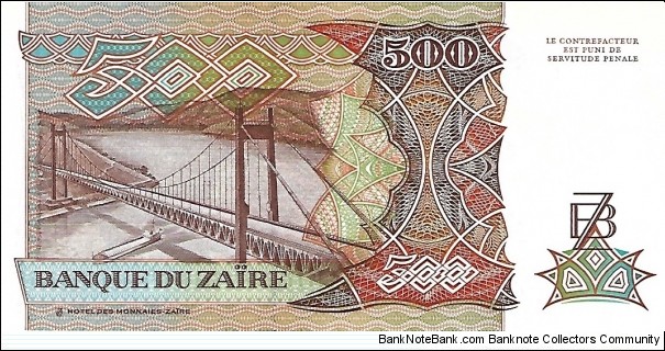 Banknote from Congo year 1989