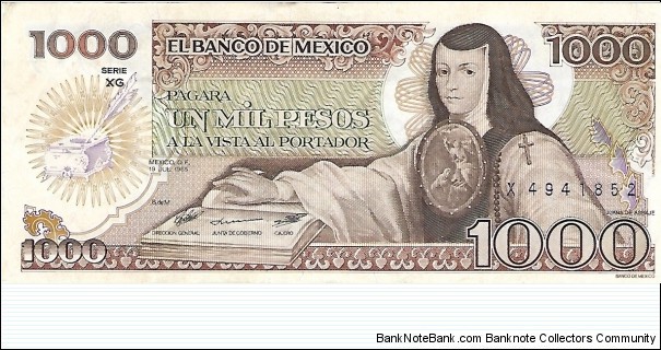 MEXICO 1,000 Pesos
1985 Banknote