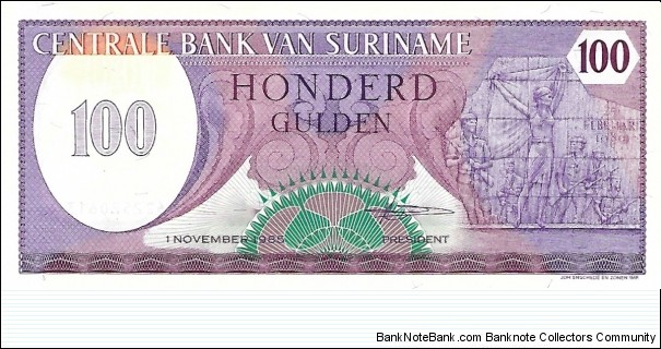 SURINAME 100 Gulden
1985 Banknote
