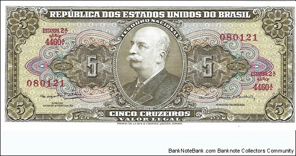 BRAZIL 5 Cruzeiros
1964 Banknote