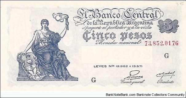 ARGENTINA 5 Pesos
1951 Banknote