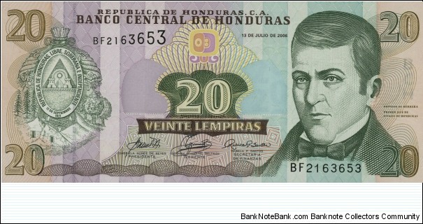 Honduras 20 Lempiras Banknote