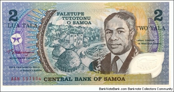 2 Tala (Golden Jubilee of Service of Head of State Malietoa Susuga Tanumafili II - 1990) Banknote