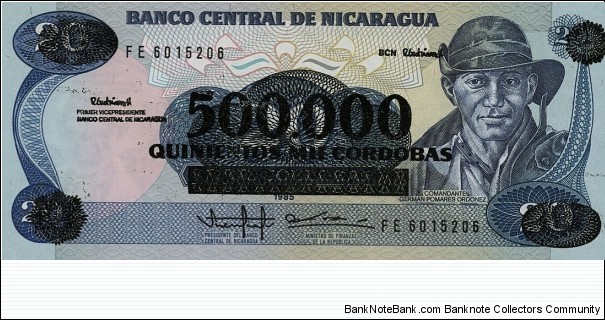 500.000 Cordobas overprint Banknote