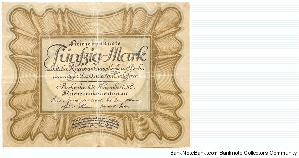50 Mark(German Empire 1918)  Banknote