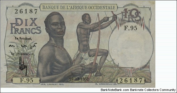 French West Africa 10 Francs Banknote