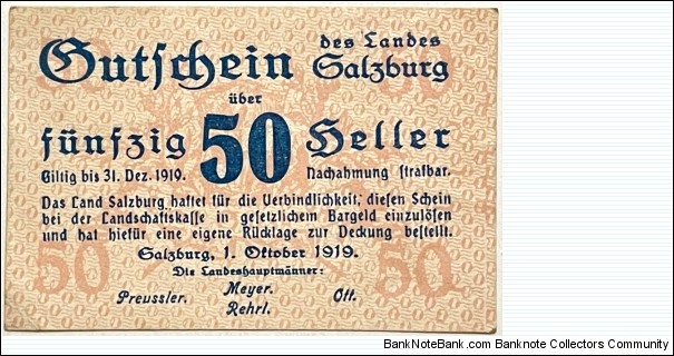 50 Heller (Salzburg-Notegeld) Banknote