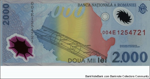 2000 Lei - Total Eclipse of the Sun and Entering the New Millennium. Banknote
