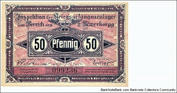50 Pfennig (Berlin/Brandenburg Havel - Prisoners of War Camp 1917)  Banknote