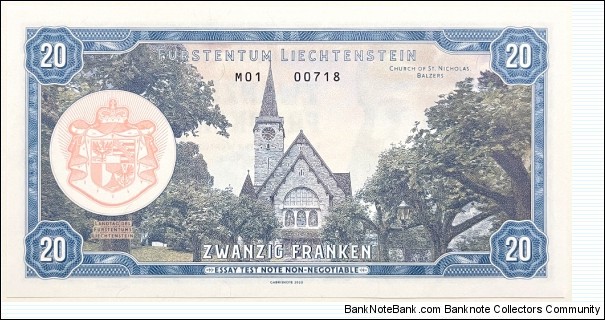 Banknote from Liechtenstein year 2020