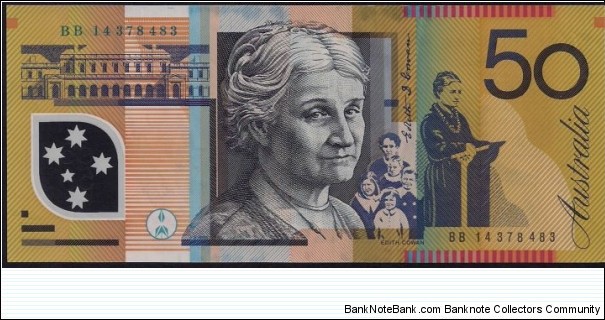 $50 General Prefix Polymer. Design used 1995 thru 2016 Banknote