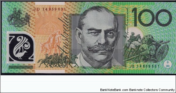 $100 General Prefix Polymer. Design used 1996 thru 2014 Banknote
