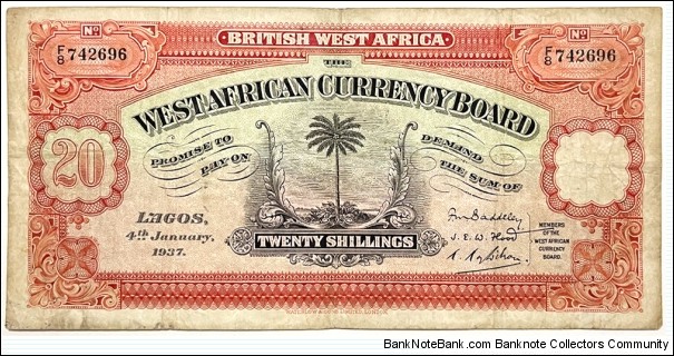20 Shillings (West African Currency Board 1937) Banknote