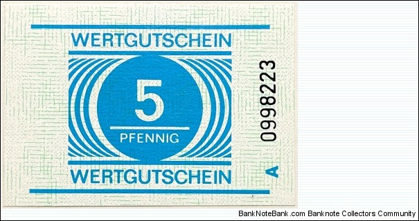 5 Pfennig (Prison
Voucher - DDR/ East Germany 1982-1990) Banknote
