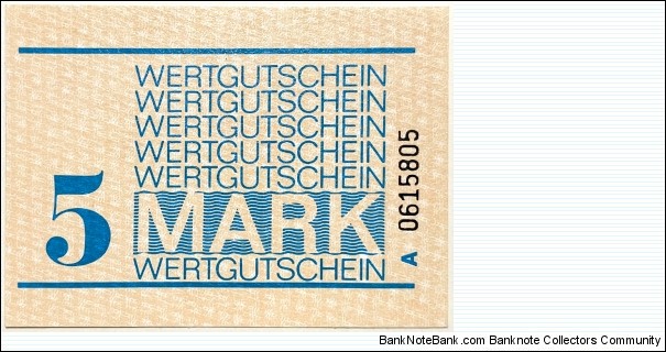 5 Mark (Prison
Voucher - DDR/ East Germany 1982-1990) Banknote