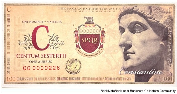 100 Sesterces / 1 Aureus (Private Issue) Banknote