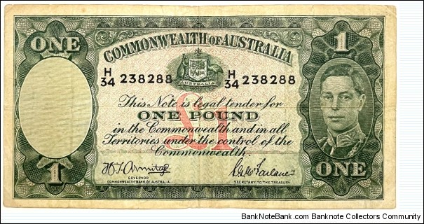 1 Pound (Commonwealth of Australia 1942) Banknote