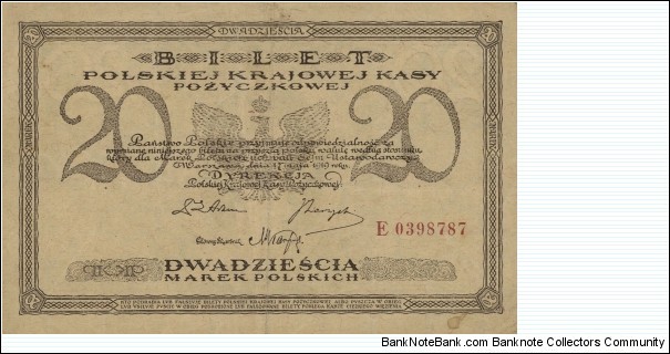 Poland 20 Marek 1919 Banknote