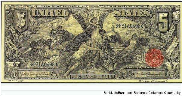 Tim Prusmack Sample/250 $5 Educational Silver Certificate Banknote