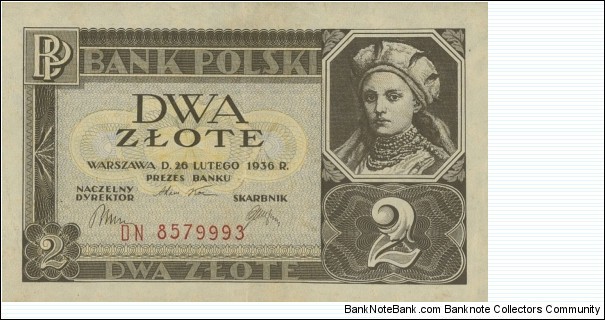 Poland 2 Złote 1936 Banknote