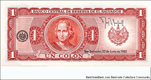 Banknote from El Salvador year 1982
