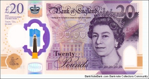 P-New 20 Pounds (Polymer) Banknote