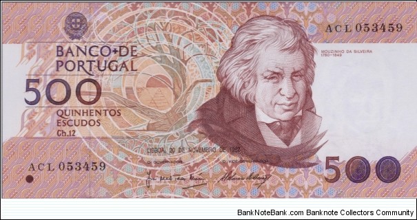 P-180a(6) 500 Escudos (Moreira & Ribeiro) Banknote