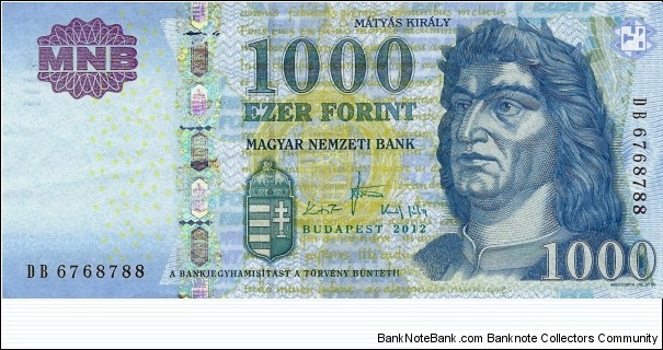HUNGARY 1,000 Forint 2012 Banknote