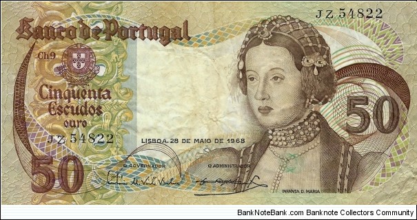 PORTUGAL 50 Escudos 1968 Banknote