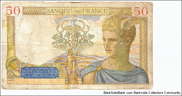 Banknote from France year 1939