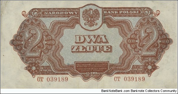 Poland 2 Złote 1944 Banknote