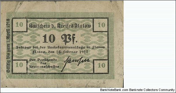 10 Pfennig Notgeld - Flatow (pol. Złotów) Banknote