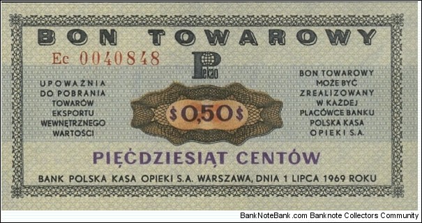 Poland 50 Cents - Foreign Exchange Certificate Banknote