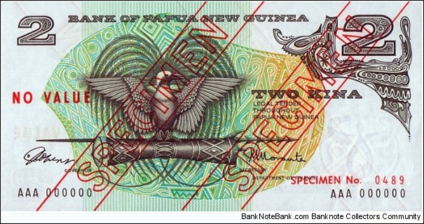 Papua New Guinea N.D. 2 Kina.

Specimen. Banknote