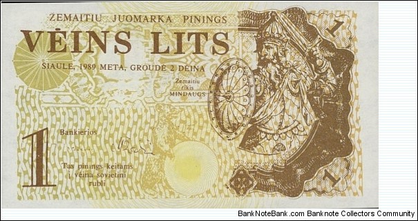 1 Lits - Zemaitiu festival. Banknote