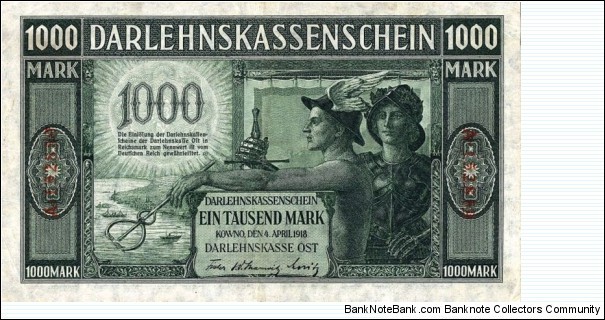 1000 Mark - Darlehnskasse Ost. Banknote